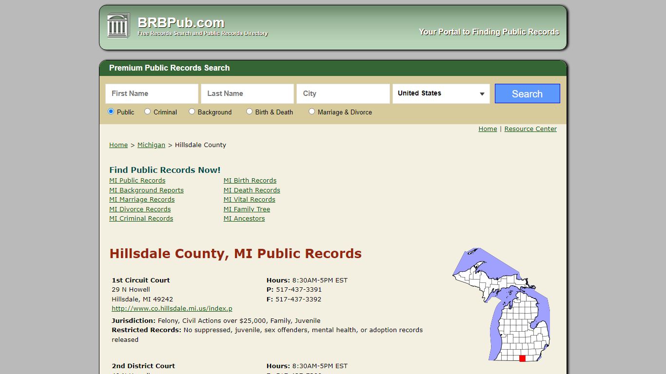 Hillsdale County Public Records | Search Michigan ...