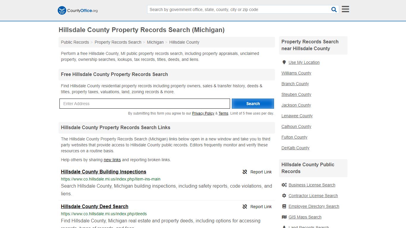 Property Records Search - Hillsdale County, MI ...